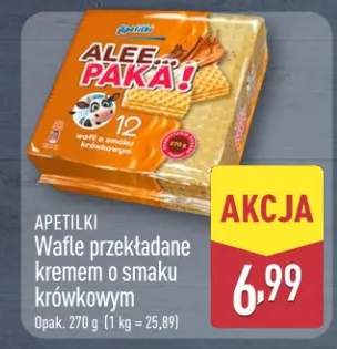 Wafle przekładane kremem o smaku krówkowym