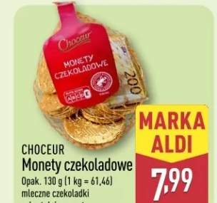 Monety czekoladowe mleczne czekoladowe w kształcie monet