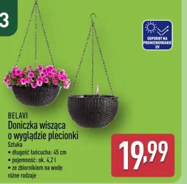 Doniczka wisząca o wyglądzie plecionki