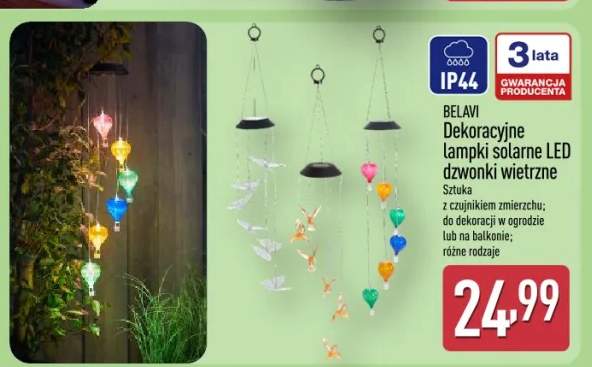 Dekoracyjne lampki solarne LED dzwonki wietrzne