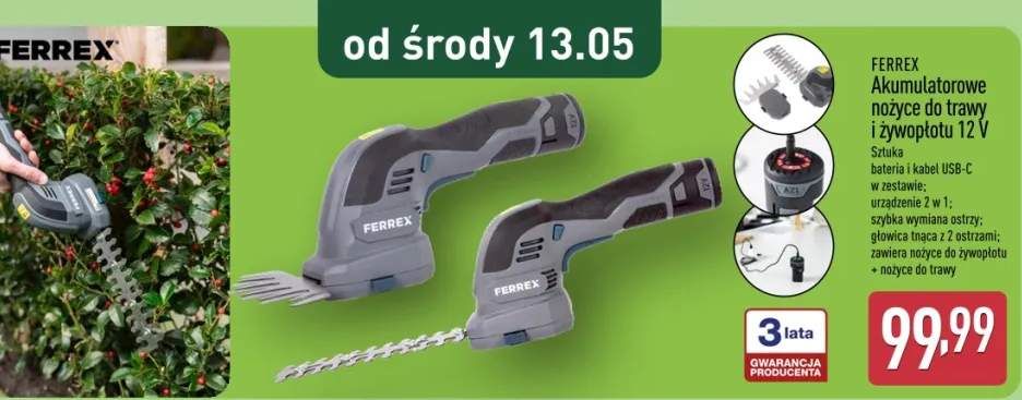 Akumulatorowe nożyce do trawy i żywopłotu 12 V