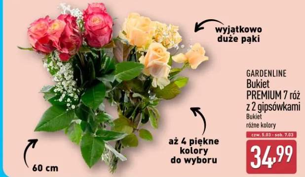 Bukiet PREMIUM 7 róż z 2 gipsówkami różne kolory