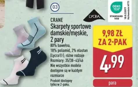 Skarpety sportowe damskie/męskie, 2 pary
