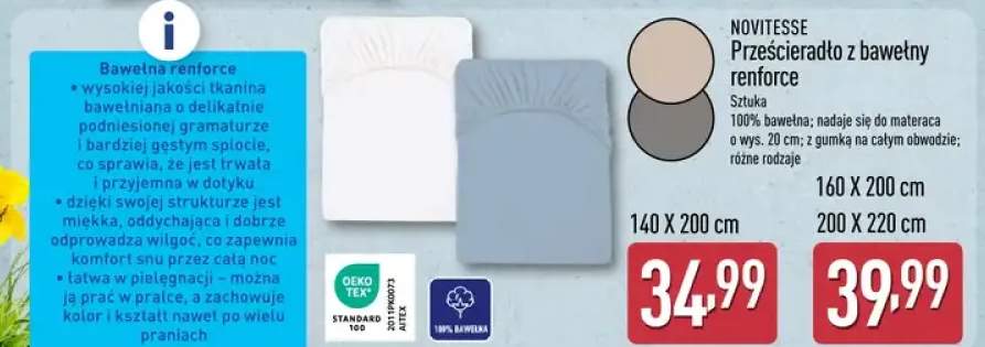 Prześcieradło z bawełny renforce