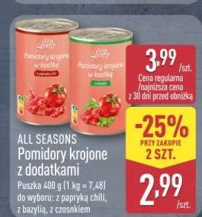 Pomidory krojone z dodatkami z papryką chili z bazylią z czosnkiem