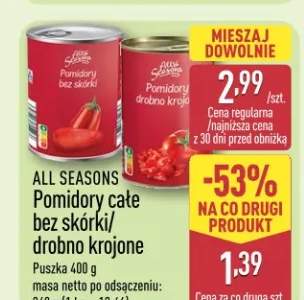 Pomidory całe bez skórki/drobno krojone