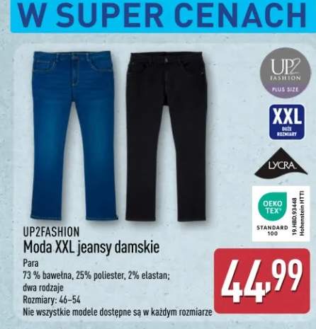 Moda XXL jeansy damskie