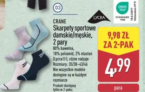 Skarpety sportowe damskie/męskie, 2 pary