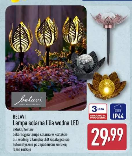 Lampa solarna lilia wodna LED