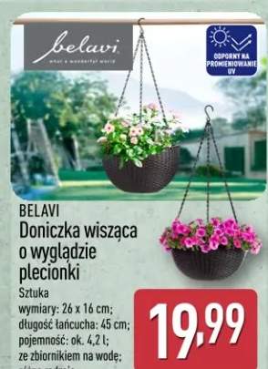 Doniczka wisząca o wyglądzie plecionki