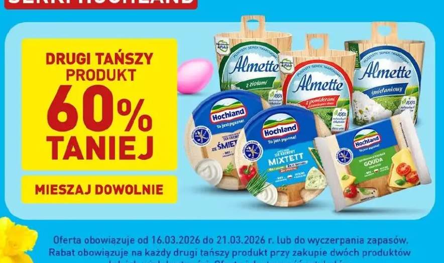Wszystkie serki Almette - drugi tańszy produkt 60% taniej