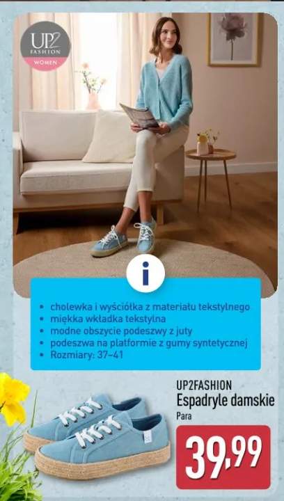 Espadryle damskie para, cholewka i wyściółka z materiału tekstylnego, miękka wkładka tekstylna, modne obszycie plecionką z juty, podeszwa na platformie z gumy syntetycznej, rozmiary: 37-41