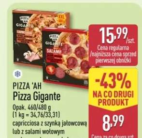 Pizza Gigante capricciosa z szynką jałowcową lub z salami wołowym wędzonymi drewnem bukowym