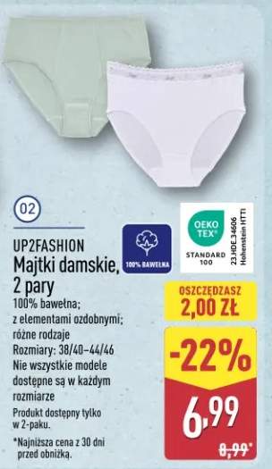 Majtki damskie, 2 pary