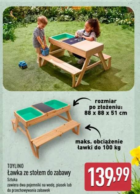 Ławka ze stołem do zabawy
