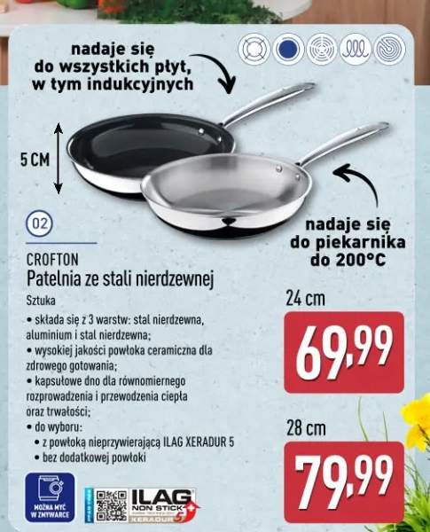 Patelnia ze stali nierdzewnej 24 cm