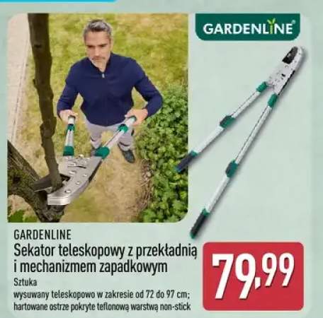 Sekator teleskopowy z przekładnią i mechanizmem zapadkowym