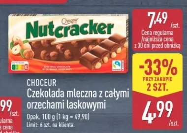 Czekolada mleczna z całymi orzechami laskowymi Choceur