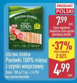 Parówki 100% mięsa z szynki wieprzowej bez konserwantów