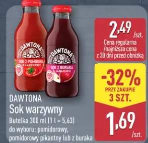 Sok warzywny pomidorowy, pomidorowy pikantny lub z buraka