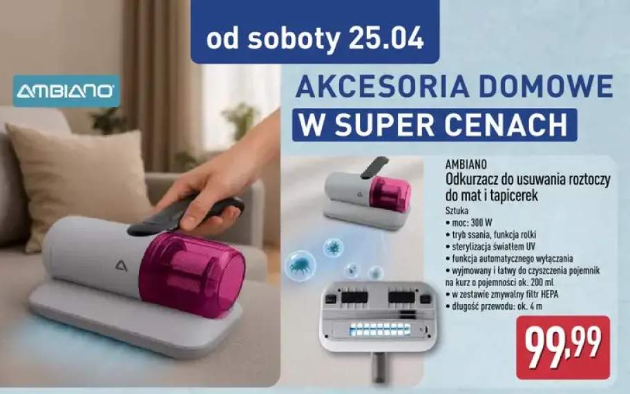 Odkurzacz do usuwania roztoczy do mat i tapicerek