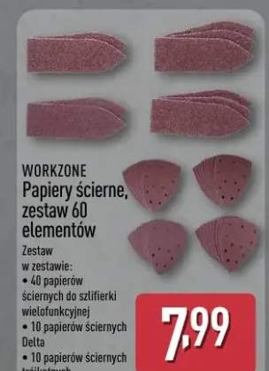 Papiery ścierne, zestaw 60 elementów