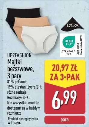 Majtki bezszwowe, 3 pary