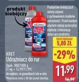 Udrążniacz do rur Kret w żelu