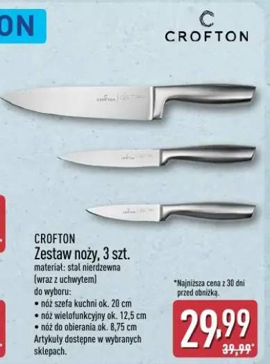Zestaw noży Crofton 3szt. ze stali nierdzewnej