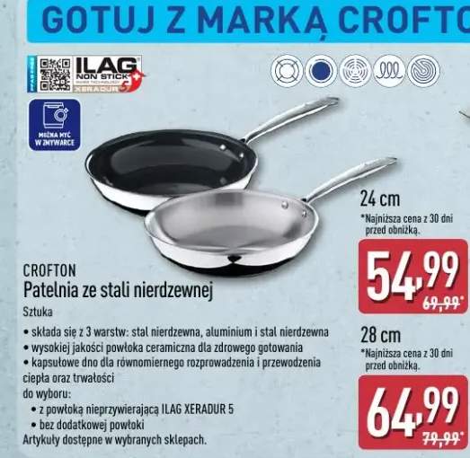 Patelnia ze stali nierdzewnej Crofton 28cm