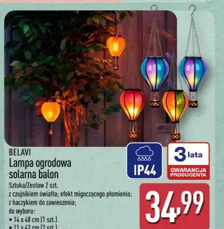 Lampa ogrodowa solarna balon Belavi 11x42cm
