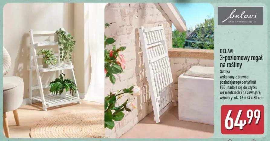 3-poziomowy regał na rośliny Belavi 46x34x80cm