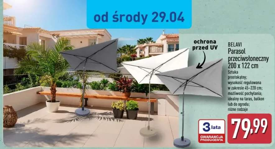 Parasol przeciwsłoneczny Belavi 200x122cm