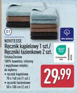 Ręczniki łazienkowe Novitesse 50x100cm