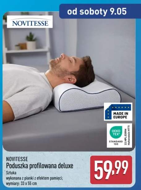 Poduszka profilowana deluxe Novitesse 33x55cm