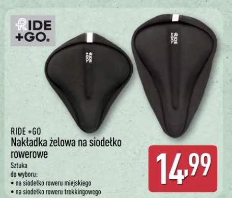 Nakładka żelowa na siodełko rowerowe Ride +Go na siodełko roweru miejskiego