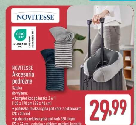 Akcesoria podróżne Novitesse poduszka relaksacyjna pod kark z pokrowcem 28x30cm