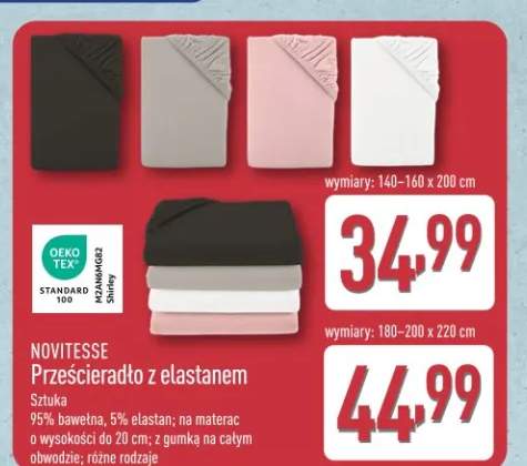 Prześcieradło z elastanem Novitesse 140-160x200cm