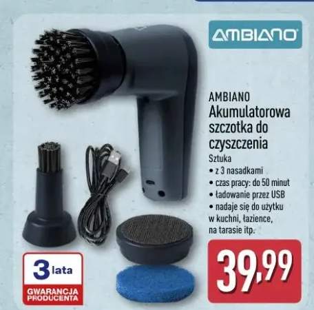 Akumulatorowa szczotka do czyszczenia Ambiano z 3 nasadkami