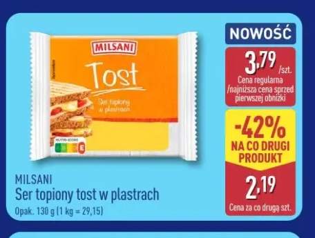 Ser topiony tost w plastrach Milsani