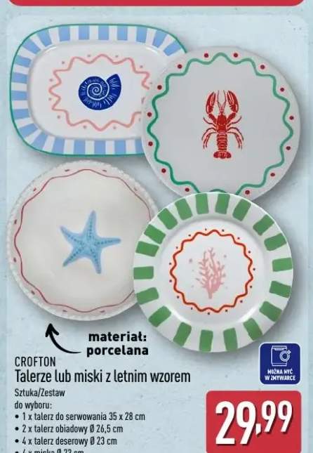 Miska z letnim wzorem Crofton porcelana Ø 23cm 4-pak