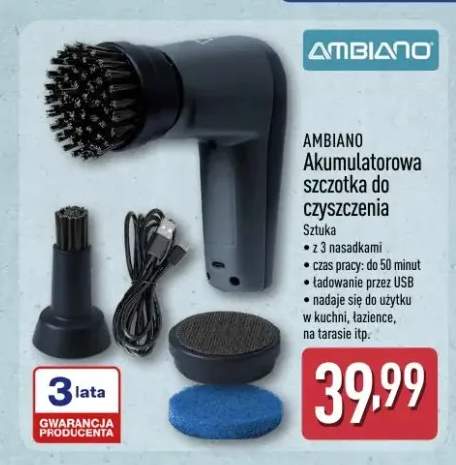 Akumulatorowa szczotka do czyszczenia AMBIANO z 3 nasadkami