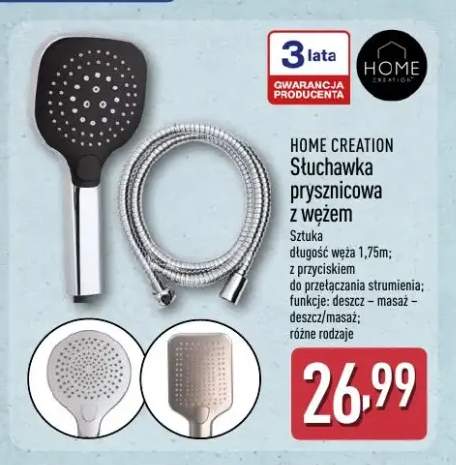 Słuchawka prysznicowa z wężem HOME CREATION długość węża 1,75m
