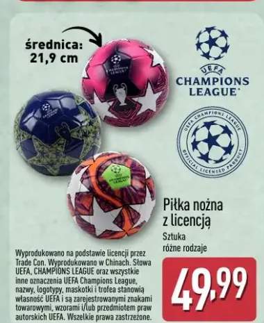 Piłka nożna z licencją UEFA Champions League 21,9cm