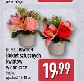 Bukiet sztucznych kwiatów w doniczce HOME CREATION wysokość 16-18cm