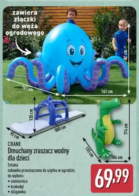 Dmuchany zraszacz wodny dla dzieci ośmiornica Crane