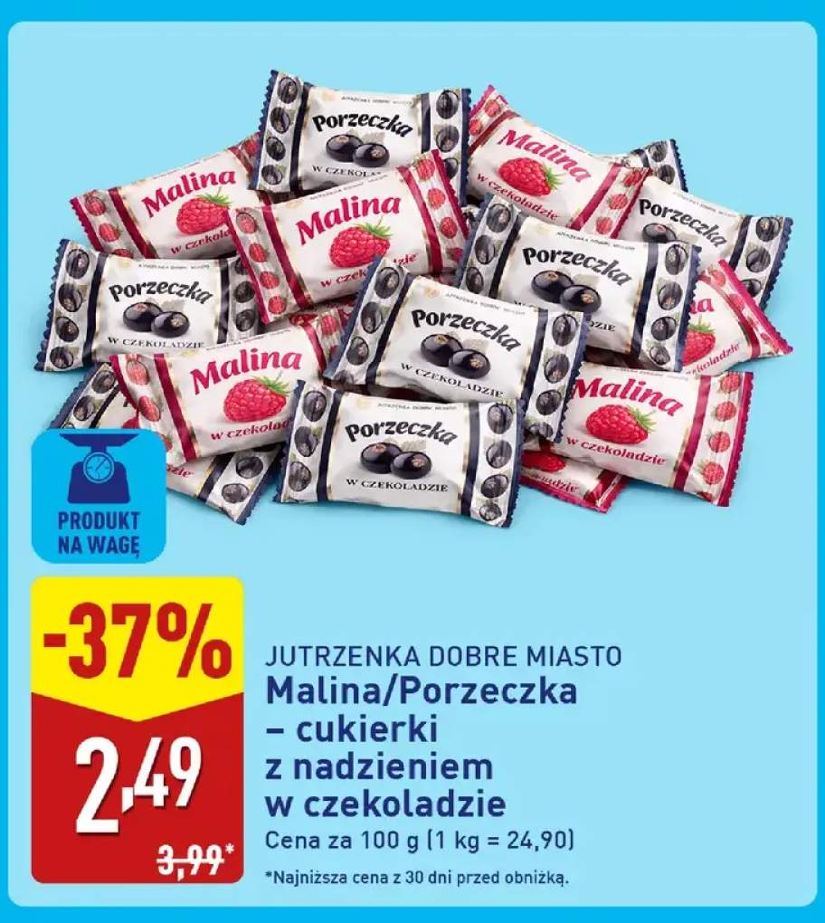 Cukierki z nadzieniem w czekoladzie Porzeczka Jutrzenka Dobre Miasto