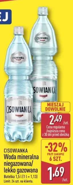 Woda mineralna lekko gazowana CISOWIANKA