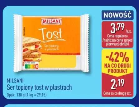 Ser topiony tost w plastrach Milsani