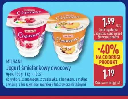 Jogurt śmietankowy owocowy z maliną Milsani